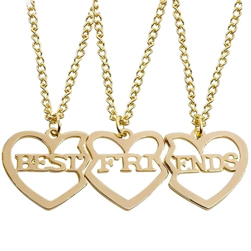 QEQSHQO 3pcs BFF Freundschaftskette Halskette Beste Freunde für immer Mädchen Geburtstagsgeschenk Anhänger Kette Geschenk von QEQSHQO