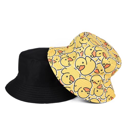 QEQSHQO Fischerhut mit Enten-Print – Wendbarer Bucket Hat für Damen & Herren, Lustiger Festival Hut, Anglerhut für Freizeit & Sommer von QEQSHQO
