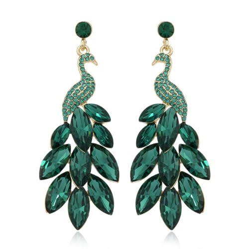 QEQSHQO Frauen Quasten Ohrringe Pfau Ohrringe Österreichische Kristall Boho Wasserfall Perlen Fransen Tropfen Ohrring von QEQSHQO