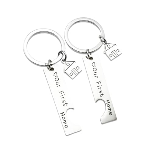 QEQSHQO Keychische Hauswarming Edelstahl Schlüsselanhänger Neues Zuhause Neue Abenteuer Abschlussgeschenke Neue Haus Erstes Zuhause von QEQSHQO