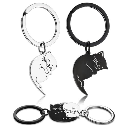 QEQSHQO Schlüsselanhänger Partner Paare Pärchen Ich Liebe dich Freundschaft Katze Puzzle für Freund ihn BFF von QEQSHQO