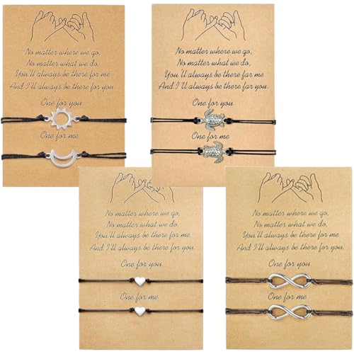 QEXUJOW Armbänder für Damen Geschenke für Freunde/Schwestern/Mutter und Tochter. Herzförmiges Freundschaftsarmband aus Edelstahl für Mutter, Freundin und Schwester.（4 Gruppen） von QEXUJOW