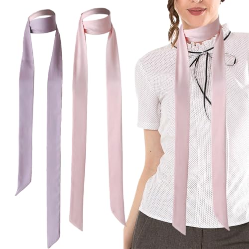 QEXUJOW Damen-Gürtel Band Nachahmung Seide Langer Schal Kleid Gürtel Hut Zubehör, Hochzeit Schleife Band Brautjungfer Abschlussball Satingürtel (2 Stück) von QEXUJOW