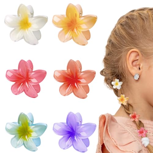QEXUJOW Haarkrallen & Spinnen Blumen-Haarnadel, 4 cm, bunte Acryl-Haarnadel, Blumen-Haarnadel, rutschfeste Damen-Haarnadel, elegante Haar-Accessoires für Damen (6 Stück) von QEXUJOW