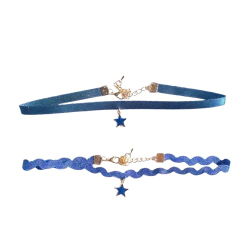 QEXUJOW Kropfbänder in Bijouterie Halsband, geschichtet, verstellbar, für Damen und Mädchen, Schmuck, Gothic-Halskette (2er-Set) von QEXUJOW