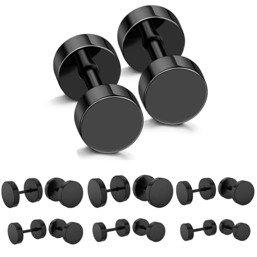 QEXUJOW Ohrringe für Herren Ohrringe Schraube Spirale Tragus Piercing Hypoallergen Ohrring Plug Ohrringe Creolen Ohrringe Tunnel Ohrringe Hantel Ohrpiercing für Damen und Herren（6 Paar） von QEXUJOW