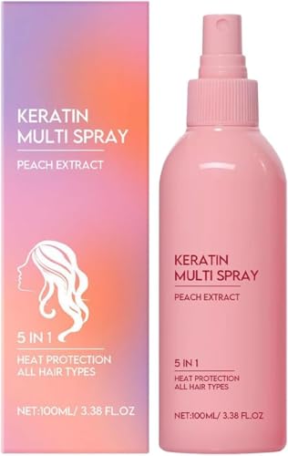 Keratin Haarspray 5-in-1 Leave-in-Conditioner Leichtes, feuchtigkeitsspendendes, pflegendes Haarspray, glättende Pflege, Anti-Frizz für Männer und Frauen von QFFYFZAL