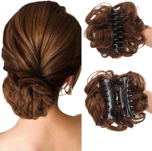 Messy Bun Haarteil, voluminöse synthetische Dutt-Perücke mit verstellbarem Clip, Krallenclip für Damen, Pferdeschwanz-Styling, für Hochzeiten, Partys und Freizeitveranstaltungen von QFFYFZAL
