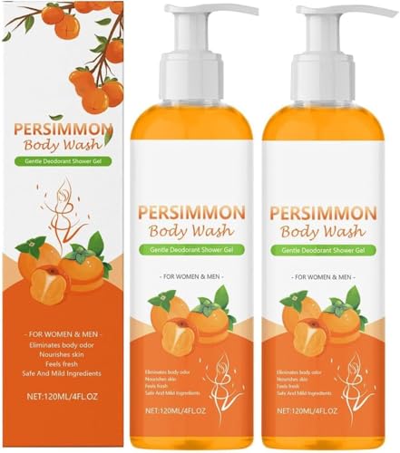Persimmon Duschgel zur Geruchskontrolle, tiefenreinigende, feuchtigkeitsspendende Duschgels, geruchshemmende Deodorant-Seife, frischer Duft, für Männer & Frauen von QFFYFZAL