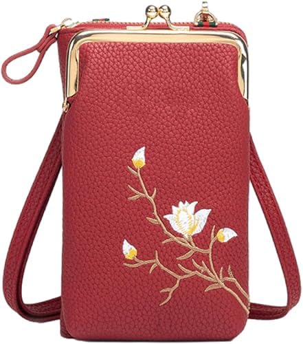 QFFYFZAL Damen-Umhängetasche mit großem Fassungsvermögen, Handytasche mit mehreren Fächern, Reisepass- und Handy-Umhängetasche von QFFYFZAL