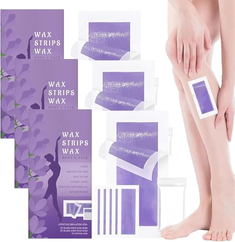 Wachsstreifen zur Haarentfernung, sanft, schnell und glatt, doppelseitiges Körperwachs-Set für Frauen und Männer, lang anhaltende Glätte, für den Heimgebrauch und den Salon von QFFYFZAL