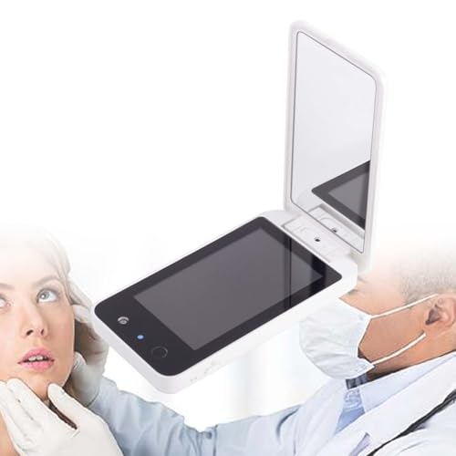 Tragbarer, Doppelseitiger Kosmetikspiegel, Wiederaufladbarer, 10 Cm GroßEr Reise-Sonnenschutz-Visualisierungsspiegel, Uv-Smart-Spiegel, Sonnenschutz-Entfernung, FüR Handtasche/Tasche,White von QFGain