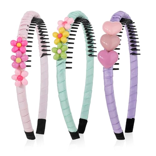 QFGasre 3 Stück Stirnbänder mit Zähnen Kamm bunt Herz Blumen Stirnbänder Kunststoff rutschfest für Frauen süße Haarkämme Haarbänder Haarstyling Zubehör QFGasre 3 Stück Stirnbänder mit Zähnen Kamm bunt Herz Blumen Stirnbänder Kunststoff rutschfest für Frauen süße Haarkämme Haarbänder Haarstyling Zubehör von QFGasre