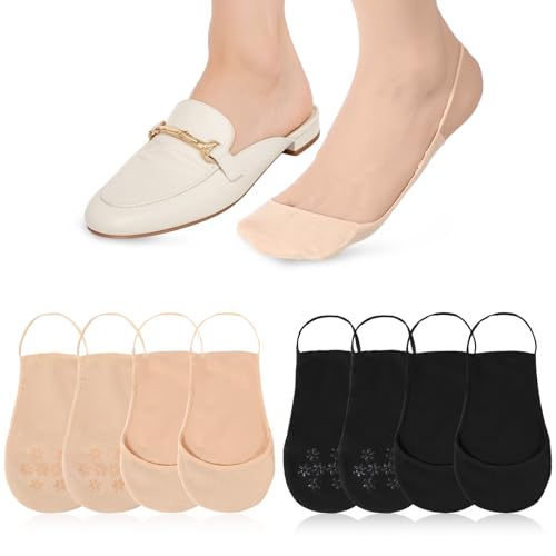 QFGasre 4 Paar Füßlinge Damen Low Cut Ballerina Socken Unsichtbare Halbsocken Söckchen mit Non-Slip Schlinge Schwarz Hautfarben QFGasre 4 Paar Füßlinge Damen Low Cut Ballerina Socken Unsichtbare Halbsocken Söckchen mit Non-Slip Schlinge Schwarz Hautfarben von QFGasre