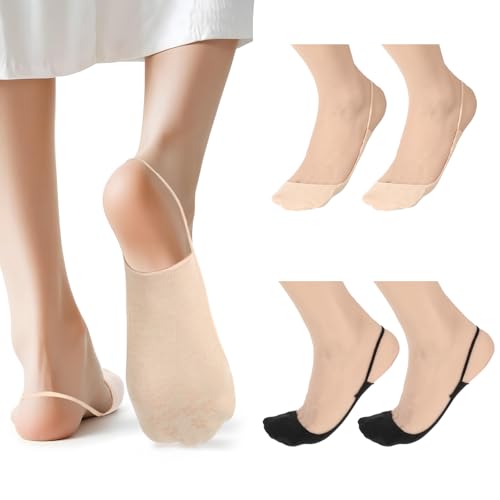 QFGasre 4 Paar Füßlinge Damen Low Cut Ballerina Socken Unsichtbare Halbsocken Söckchen mit Non-Slip Schlinge Schwarz Hautfarben QFGasre 4 Paar Füßlinge Damen Low Cut Ballerina Socken Unsichtbare Halbsocken Söckchen mit Non-Slip Schlinge Schwarz Hautfarben von QFGasre