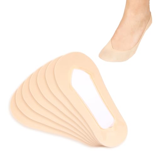 QFGasre 6 Paar Füßlinge für Damen, Ultraniedrig Atmungsaktiv Sneakers Socken Halbsocken Geschnitten Sportsocken mit Rutschfeste Einlegesocken Unsichtbare Socken für Flache Schuhe von QFGasre