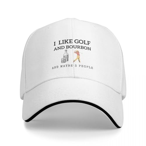 QFLLQLFF Basecap I Like Bourbon and Golf and Maybe 3 People Baseball Cap Vintage Anime Hat Cap Damen Herren Geschenk von QFLLQLFF