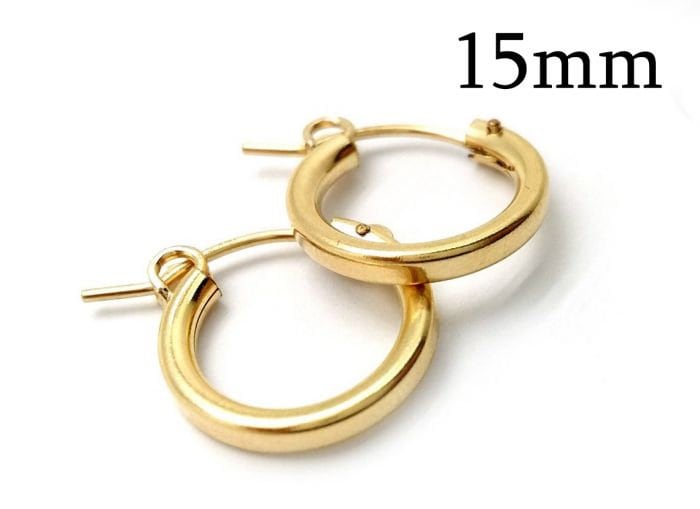 1 Paar Gold Filled 14K 1/20 Runde Creolen 15 Mm Rohrdurchmesser 2, 2 Mm, Kleine Creolen, Kreisohrring, Ohrring-Einstellungen von QFMarket
