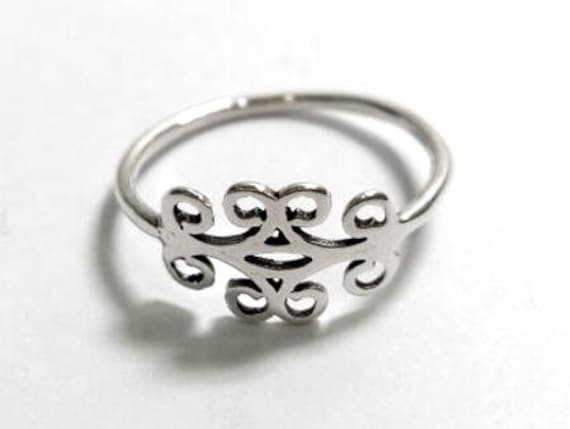 1 Stück Sterling Silber 925 Ring, Glänzender Filigraner Knöchelring, Größe 7 von QFMarket