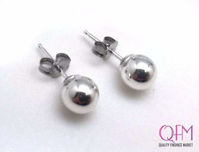 10 Stück Sterling Silber 925 Ohrstecker Kugel Ohrringe Größen 3 Mm, 4 5 6 8 Mm - Ohrring Verschlüsse Inklusive von QFMarket