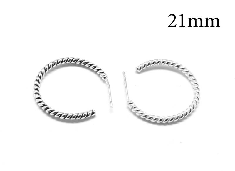 2 Paar Messing Hoop Ohrringe 22 Mm, Winzige Ohrhaken, Runder Kleiner Ohrring, Kreis Mit Ohrring Verschluss, Qfmarket, Jbb Clips von QFMarket