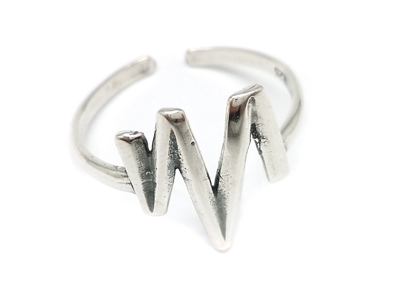 2 Stück Ring Sterling Silber 925 Ring, Verstellbarer Zick-Zack Kleiner Blitz, Qfmarket, Jbb Clips, Herzschlag - Schmuck Basis von QFMarket