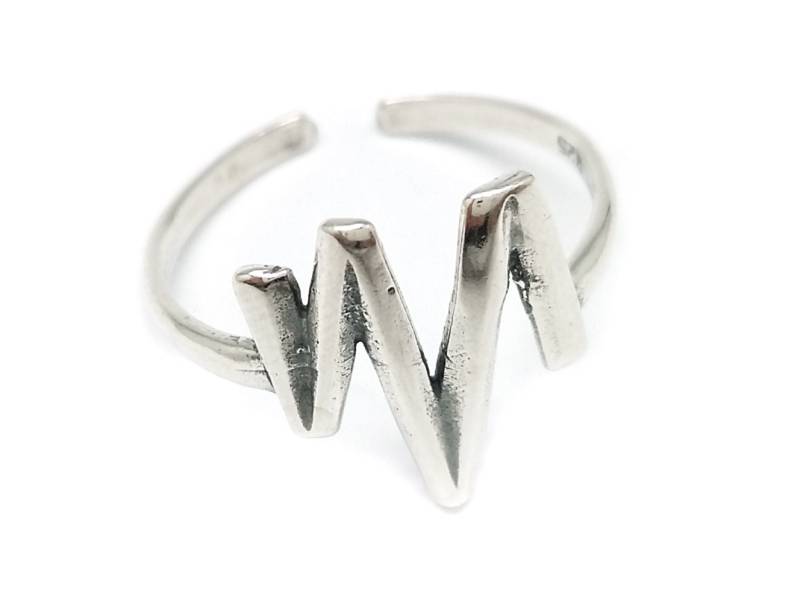 2 Stück Ring Sterling Silber 925 Ring, Verstellbarer Zick-Zack Kleiner Blitz, Qfmarket, Jbb Clips, Herzschlag - Schmuck Basis von QFMarket