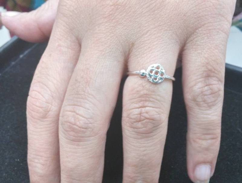 2Stk Sterling Silber Regelbare Ring Runde Blume Mit Kugel Ende, Oberflächen Antik Oder Glänzend Silber, Kann Auch Wie Ein Knöchelring Verwendet von QFMarket