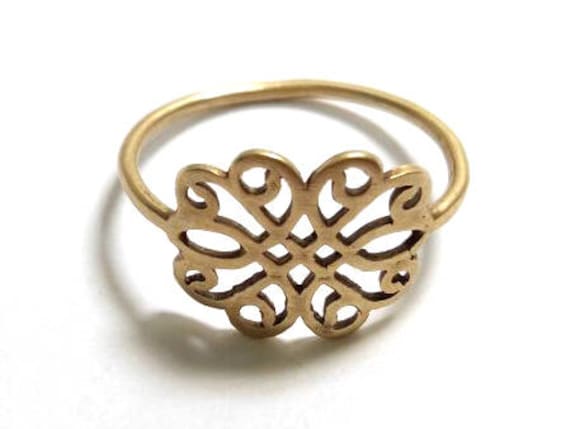 4stk Messing Ring, Antique Brass Copper Plated Filigrane Knuckle Größe 7 von QFMarket