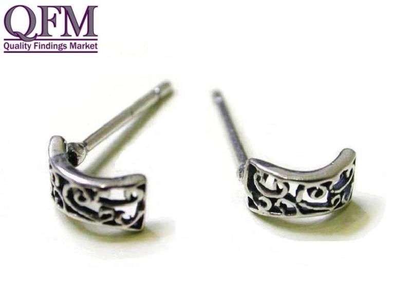 6 Stück Sterling Silber 925 Ohrstecker Halbkreis Form Auch in Antik Erhältlich von QFMarket