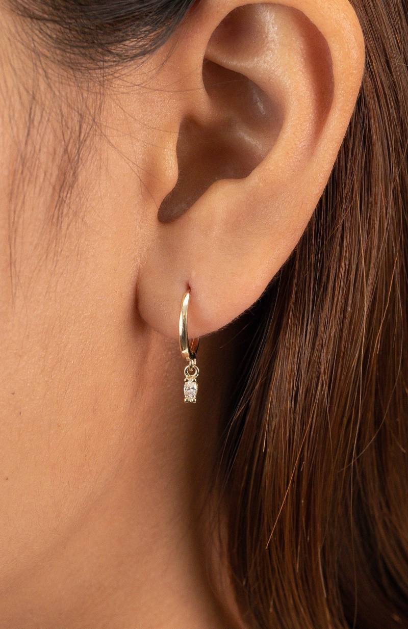 Moissanite Ohrringe 14K Solid Gold Minimalist Creolen von QFineJewelry