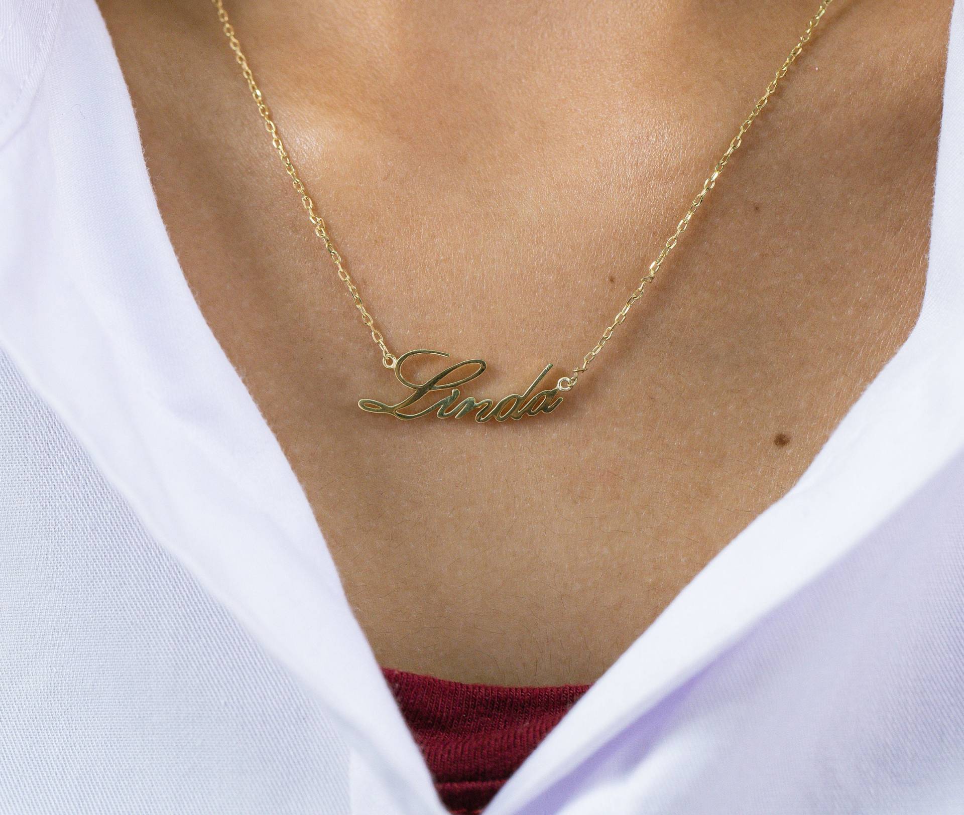 Personalisierte Namenskette, Linda Fertigen Sie Namenshalskette Geschenk Für Frauen, Geburtstagsgeschenk Sie Besonders An von QFineJewelry