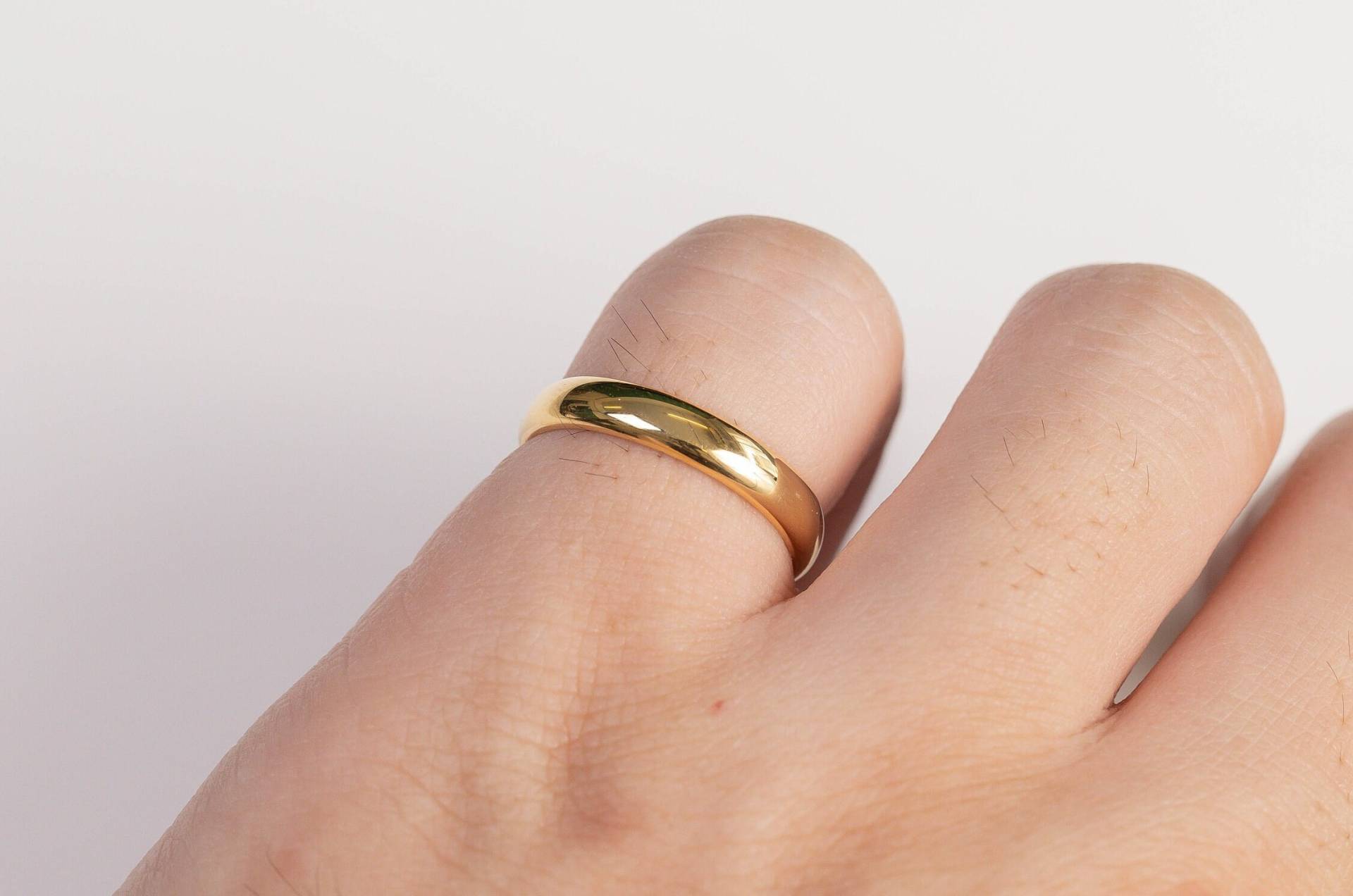 Schlichter 3, 5 Mm Ehering Für Männer, Aus 14K Massivgold, Herren Damen Bandring, Comfort Fit Polierter Ring von QFineJewelry