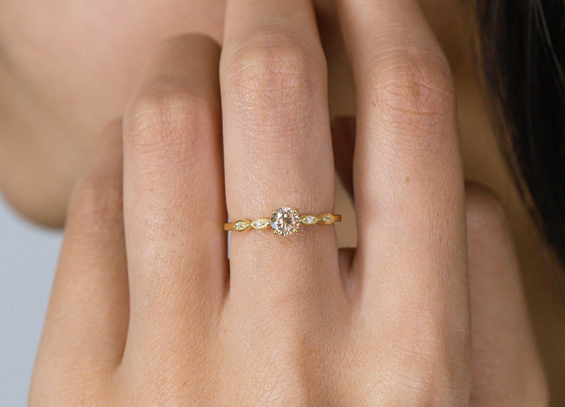 Topas Und Diamant Verlobungsring, November Birthstone Ring, Jubiläumsring, 14K Gold Einzigartiger Versprechensring, Ehering von QFineJewelry