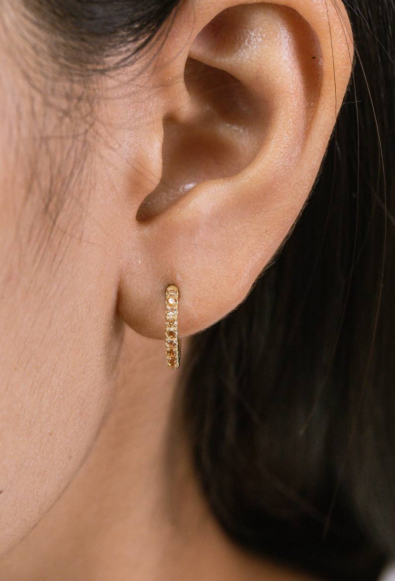 Zierliche 585Er Gelbgold Citrin Creolen November Geburtsstein von QFineJewelry