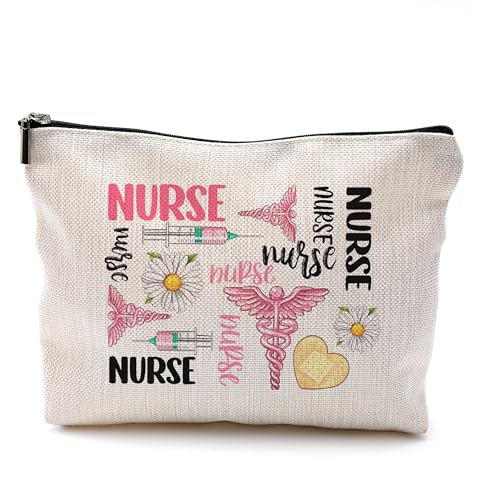QGFM Krankenschwester-Kosmetiktasche für Frauen – Krankenschwester-Geschenke für Frauen, Krankenschwester-Wochen-Geschenke, Krankenschwester-Schätzungsgeschenke, Schulkrankenschwestergeschenke, von QGFM