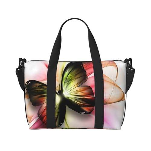 Canadian Smokey Mountain Cliff Crossbody Reisetasche – Wasserabweisende Handgepäck-Handtasche, große Kapazität Turnbeutel, Pretty Butterfly, Einheitsgröße von QGGHNISD