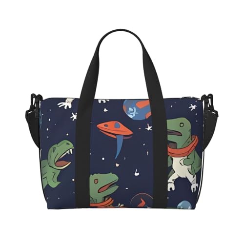 Goat Frolic Crossbody Reisetasche – Wasserabweisende Handgepäck-Handtasche, große Kapazität Turnbeutel, Lustiger Astronauten-Dinosaurier-Rakete, Einheitsgröße von QGGHNISD