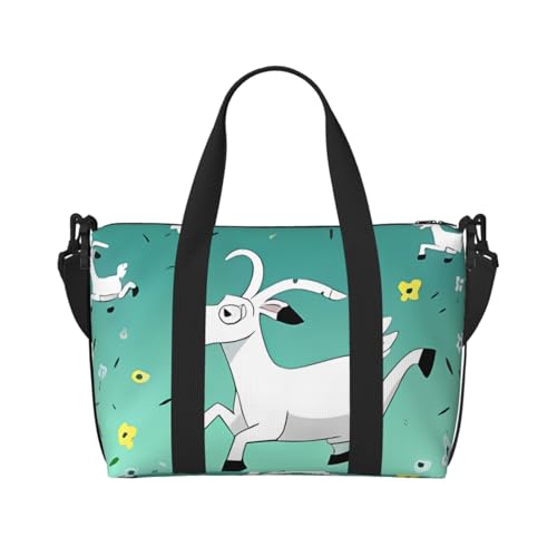 Goat Frolic Crossbody Reisetasche – Wasserabweisende Handgepäck-Handtasche, große Kapazität Turnbeutel, Ziegenfrolic, Einheitsgröße Goat Frolic Crossbody Reisetasche – Wasserabweisende Handgepäck-Handtasche, große Kapazität Turnbeutel, Ziegenfrolic, Einheitsgröße von QGGHNISD