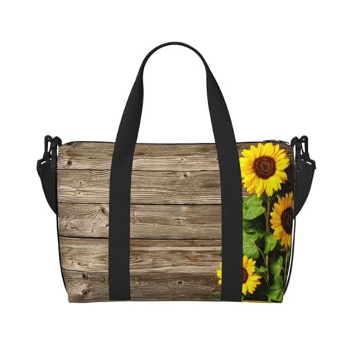 Harp Seal Painting Crossbody Reisetasche – Wasserabweisende Handgepäck-Handtasche, große Kapazität Turnbeutel, Sonnenblumen auf Holzbrett, Einheitsgröße Harp Seal Painting Crossbody Reisetasche – Wasserabweisende Handgepäck-Handtasche, große Kapazität Turnbeutel, Sonnenblumen auf Holzbrett, Einheitsgröße von QGGHNISD