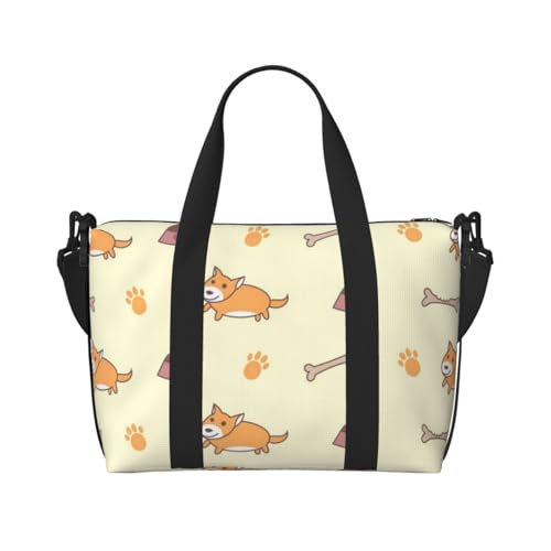 Lemon Crossbody Reisetasche – Wasserabweisende Handgepäck-Handtasche, große Kapazität Turnbeutel, Corgi-Muster, Einheitsgröße von QGGHNISD