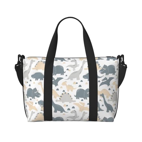 Natürliche Landschaft Blumen Crossbody Reisetasche – Wasserabweisende Handgepäck-Handtasche, große Kapazität Turnbeutel, Cartoon Dinosaurier, Einheitsgröße von QGGHNISD