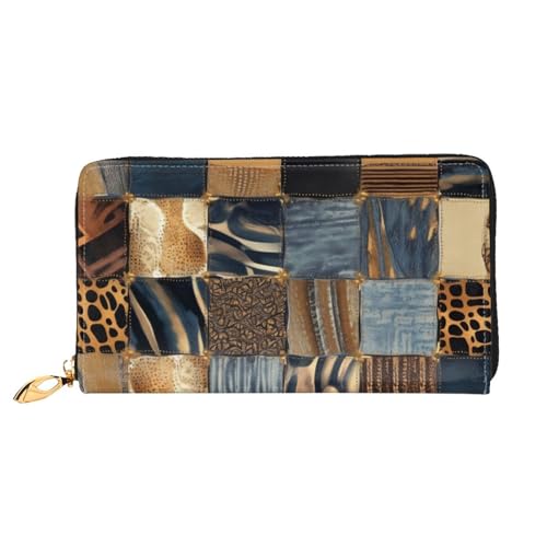 QGGHNISD Blue Dragonfly and Lotus Damen Lang Leder Geldbörse mit Reißverschluss Kartenfächer Bargeldfach Clutch Geldbörse, Denim-Patchwork, Einheitsgröße QGGHNISD Blue Dragonfly and Lotus Damen Lang Leder Geldbörse mit Reißverschluss Kartenfächer Bargeldfach Clutch Geldbörse, Denim-Patchwork, Einheitsgröße von QGGHNISD