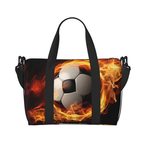 QGGHNISD Color Explosion Crossbody Reisetasche – Wasserabweisende Handgepäck-Handtasche, große Kapazität Turnbeutel, Fußballflamme., Einheitsgröße von QGGHNISD