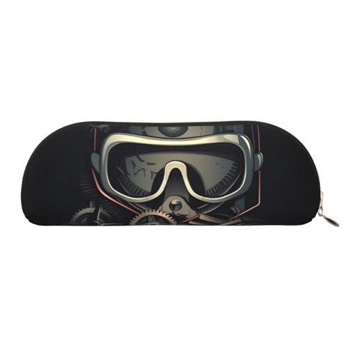 QGGHNISD Cool Gear Halbrunder Organizer - Kompakte und tragbare Kosmetiktasche aus Leder mit Metallreißverschluss Stifttasche, geeignet für Studenten oder Büro von QGGHNISD