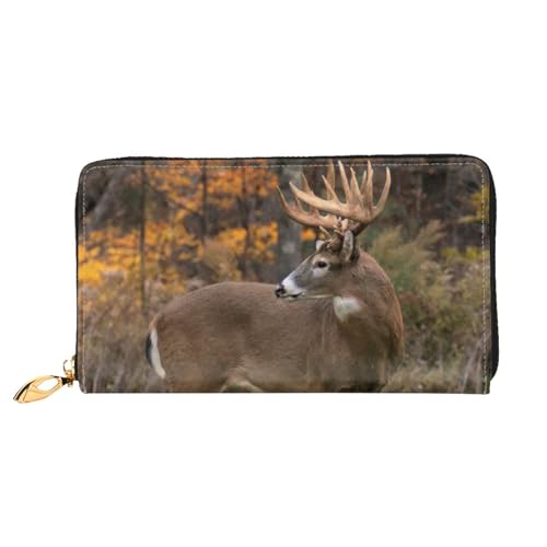 QGGHNISD Corgi Pattern Damen Geldbörse Leder Lang mit Reißverschluss Kartenfächer Bargeldfach Clutch Geldbörse, Jagdsaison Hirsch, Einheitsgröße QGGHNISD Corgi Pattern Damen Geldbörse Leder Lang mit Reißverschluss Kartenfächer Bargeldfach Clutch Geldbörse, Jagdsaison Hirsch, Einheitsgröße von QGGHNISD