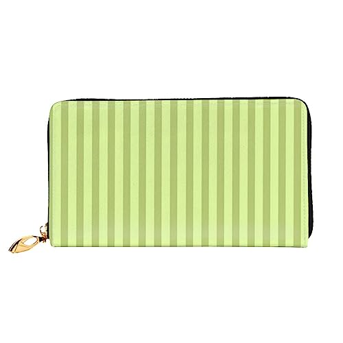QGGHNISD Corgi Pattern Damen Geldbörse Leder Lang mit Reißverschluss Kartenfächer Bargeldfach Clutch Geldbörse, Klassisch grün gestreift, Einheitsgröße von QGGHNISD