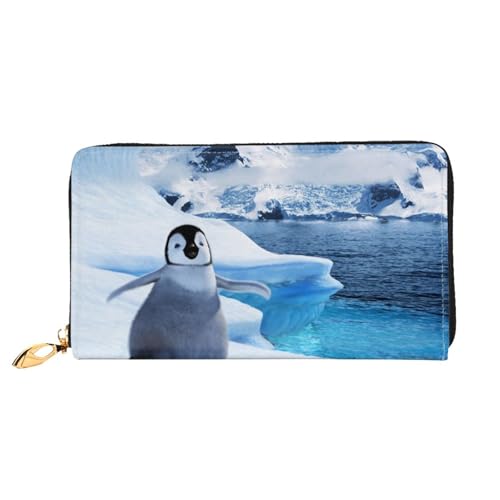 QGGHNISD Corgi Pattern Damen Geldbörse Leder Lang mit Reißverschluss Kartenfächer Bargeldfach Clutch Geldbörse, Niedliche Pinguine zum Mitnehmen, Einheitsgröße von QGGHNISD