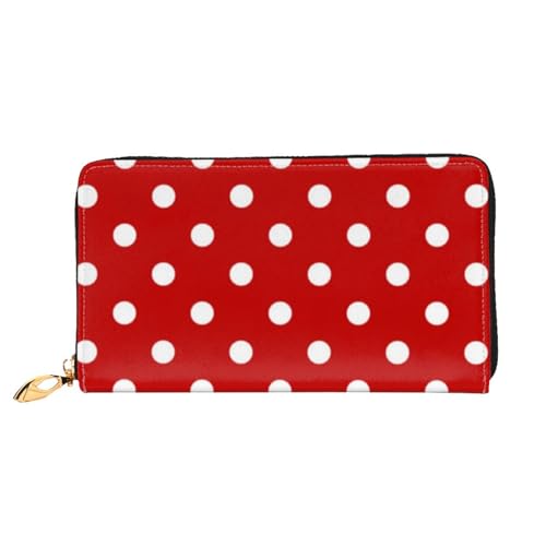 QGGHNISD Corgi Pattern Damen Geldbörse Leder Lang mit Reißverschluss Kartenfächer Bargeldfach Clutch Geldbörse, gepunktet, Einheitsgröße von QGGHNISD