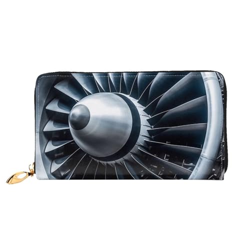 QGGHNISD Drummer Damen Geldbörse Leder Lang mit Reißverschluss Kartenfächer Bargeldfach Clutch Geldbörse, Jet Engine, Einheitsgröße von QGGHNISD